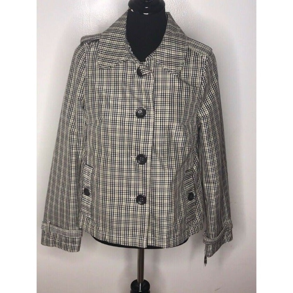 Merona Womens Trench Coat Green Brown Pl